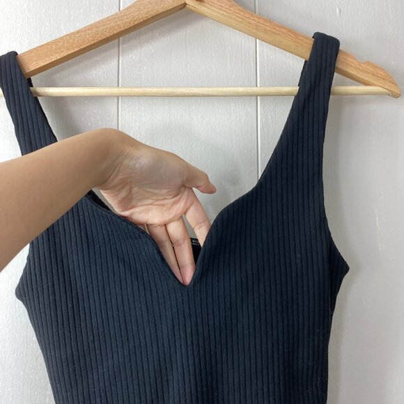 Zara Black Knit Ribbed Sweet Heart Neckline Bodysuit Top Size Small - Picture 5 of 10